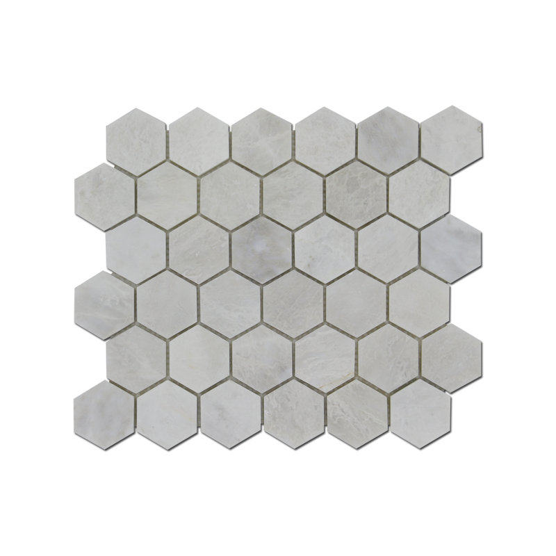 Honeycomb 2" x 2" Marble Mosaic Floor & Wall Tile, Gray