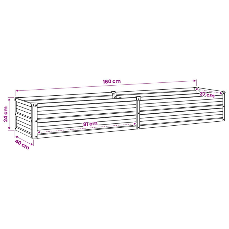 Raised Garden Bed, 24cm H x 160cm W x 40cm D, Natural