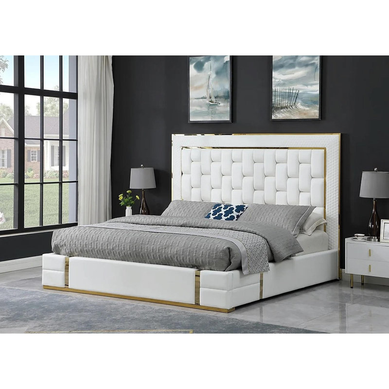 Grand lit plateforme Bella, Grand, Blanc