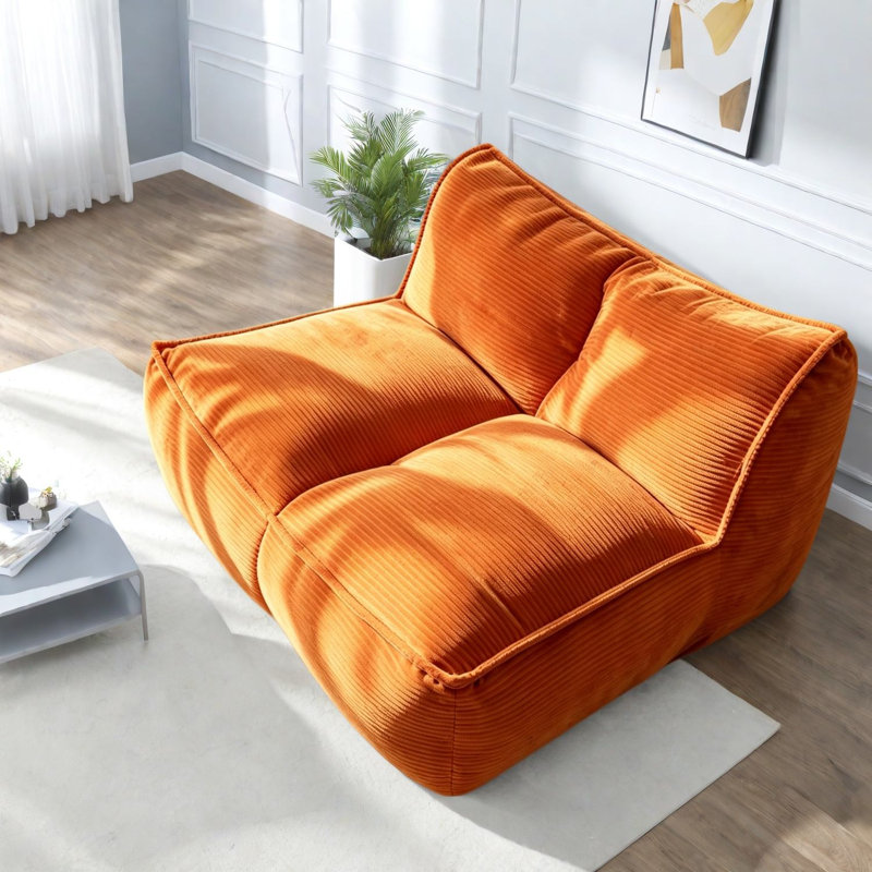 Compression Sofas, Orange Corduroy 35.5 Inch Modern Compact Home Lounge