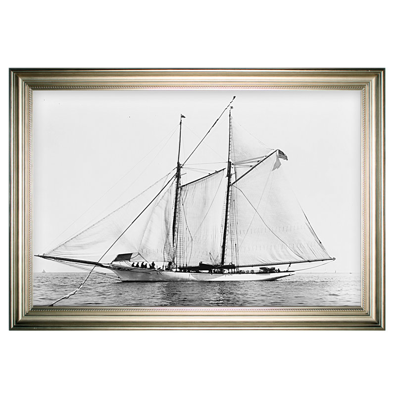 « voilier yacht iii », reproduction d’impression, H 30 po x l 42 po x P 2 po, Cadre argenté, Pas de tapis