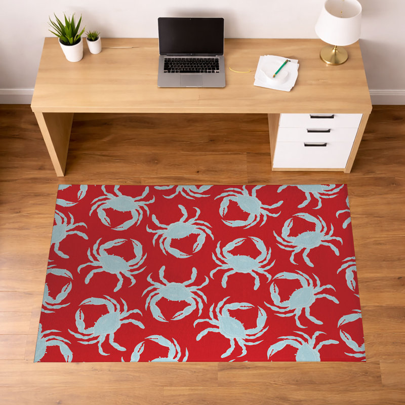 Tapis de bureau léger antidérapant Crabby, L 84 po x P 60 po, Rouge