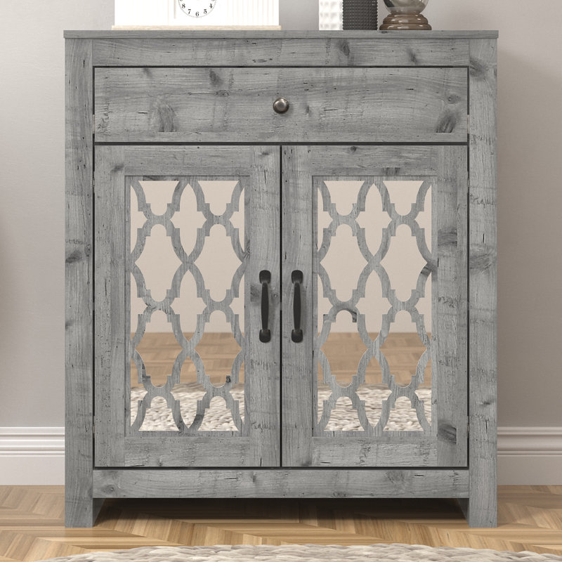 Armoire d'appoint 2 portes l 35,4 po avec tiroir et tablettes réglables Blaire, Gris mexicain