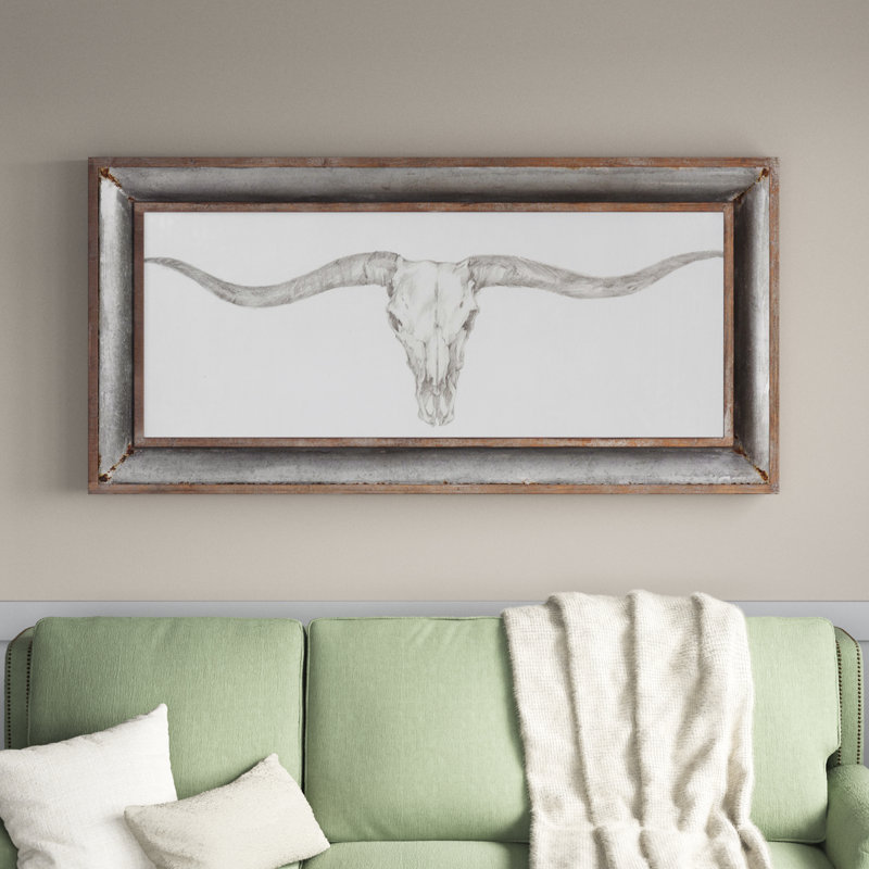 «Western Skull Mount», impression sur bois encadrée