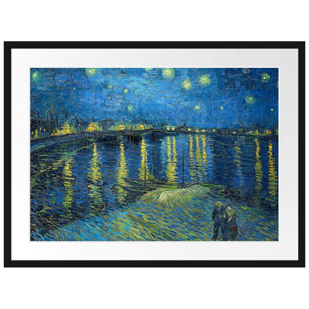 Gerahmtes Leinwandbild Die Sternennacht über der Rhone von Vincent Van Gogh