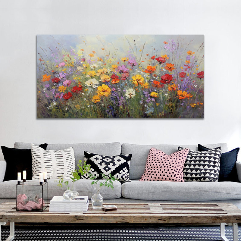  Printemps, impression murale sur toile, œuvres d'art sur toile de fleurs botaniques, grande affiche de peinture de fleurs sauvages pour le salon, cadeau de bureau de chambre à coucher, 24 po x 48 po