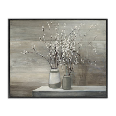 Nature morte « Pussy Willow » - peinture sur bois