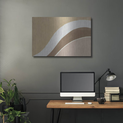 Latitude Run® 'Flowing 2 Neutral C' by Danhui Nai Metal Wall Art,