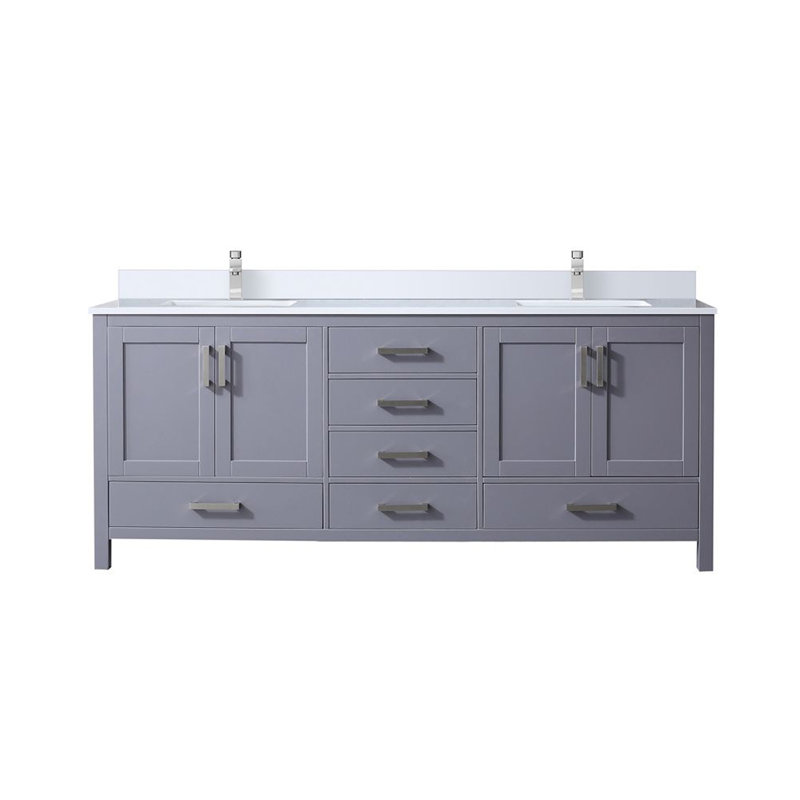 Ensemble de meuble-lavabo double avec plateau en marbre de culture et robinet