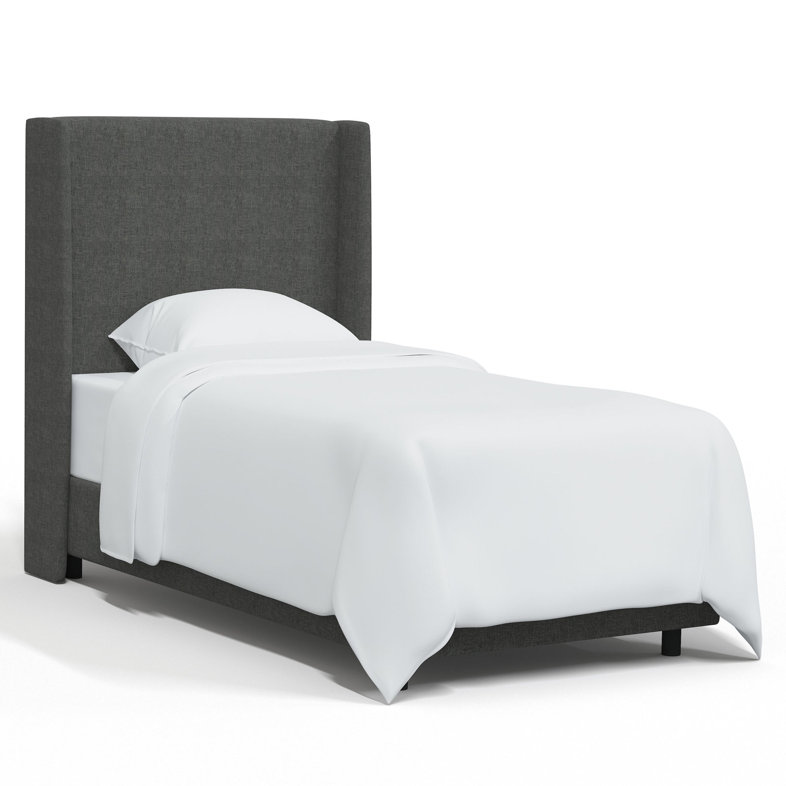 Tilly Upholstered Wingback Bed, Twin, Zuma Charcoal Textured Linen
