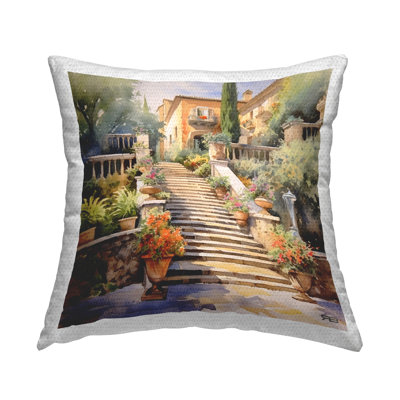 European Villa Architecture Outdoor Printed Pillow by RB