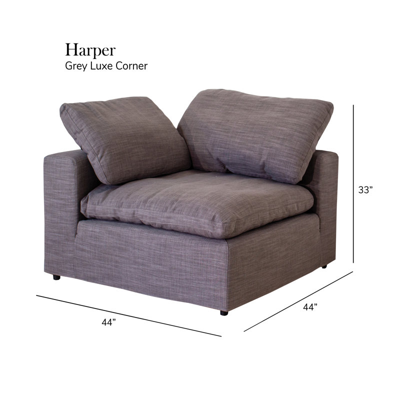 Canapé moderne modulaire 5 places Harper, Gris, H 33,05 po x l 70,05 po x P 105,05 po