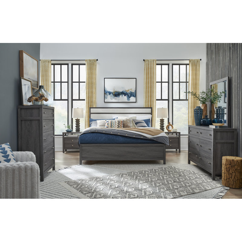 Wentworth King Upholstered Panel Bed, King, Raisin Black
