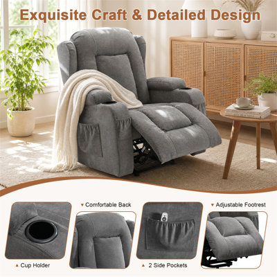 Fauteuil inclinable Power Lift pour personnes âgées avec massage et massage thermique à 8 points