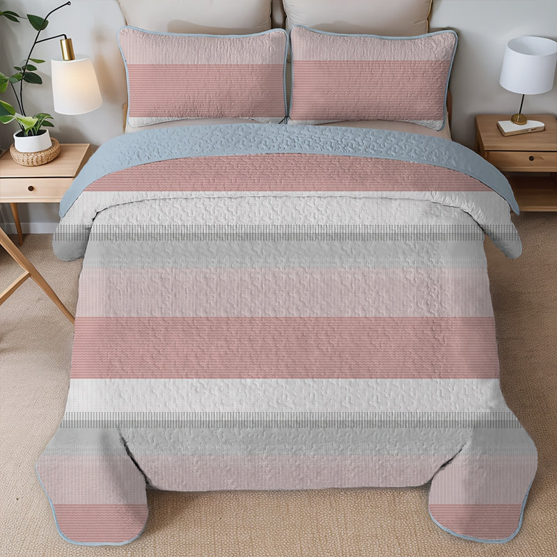 3 Pieces Full/queen/king Quilt Set Puffy Quilt Cover Set-soft Bedspread Bedding Coverlet Set For All Seasons, Luxury Thin Comforter, Warm Quilted Blanket With Pillow Shams, 2 Pieces Twin Quilt Set