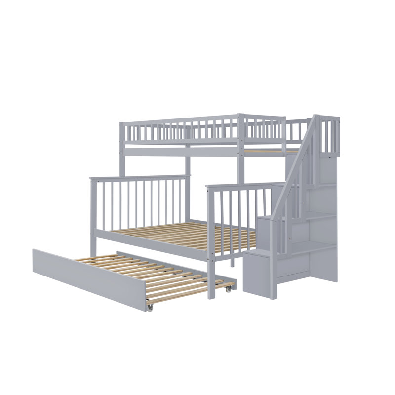 Lit superposé simple au-dessus de double avec lit gigogne Herschal Kids, gris