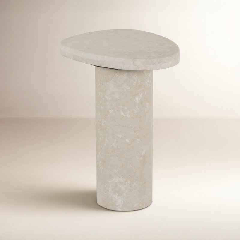 Meints Meints Moraga End Table, Cream Marble, Marble
