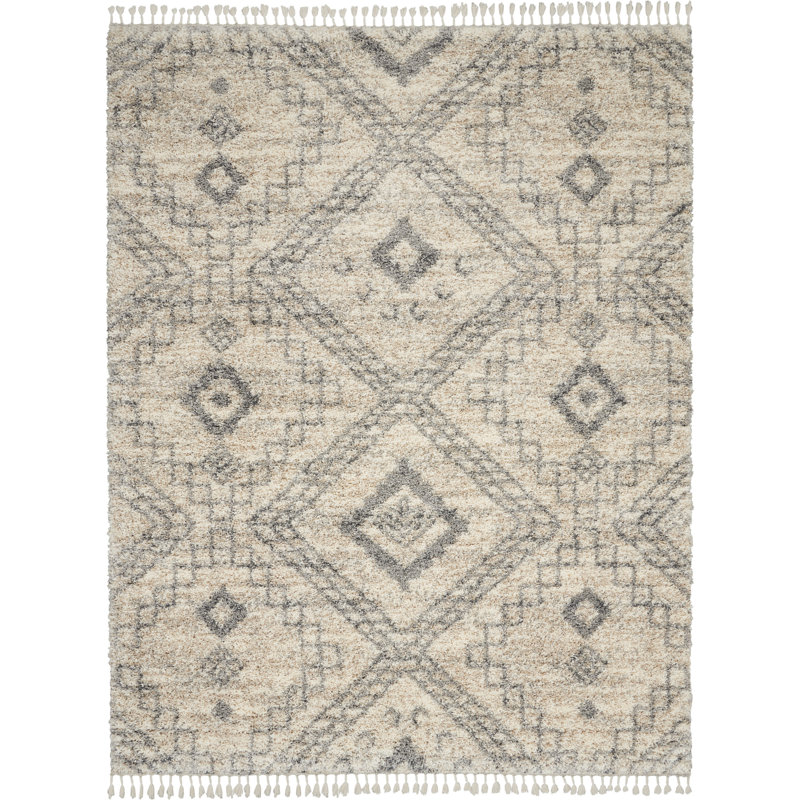 Tapis gris / beige Ileyah Southwestern, Rectangle 7 pi 10 po x 10 pi 6 po