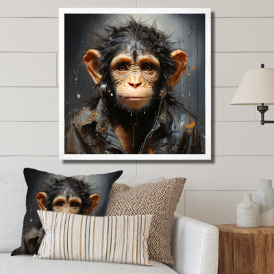 «Jungle in suit Monkey Portrait I», art mural singe