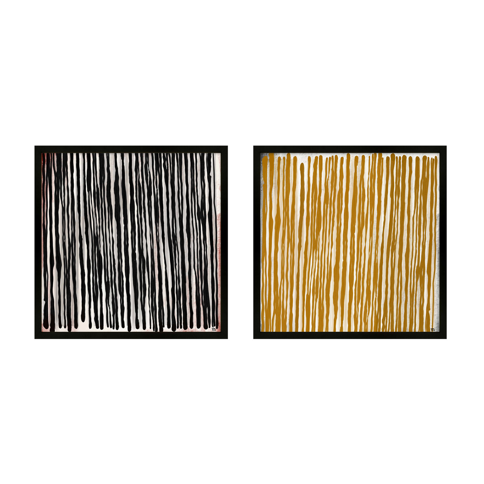 Waterfall 2-Piece Print Set by Marco Marella, 30" H x 30" W, Black Paper Framed