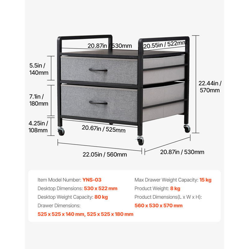 Mini-support de réfrigérateur avec rangement 176 lb mini table de réfrigérateur 2 tiroirs, Gris