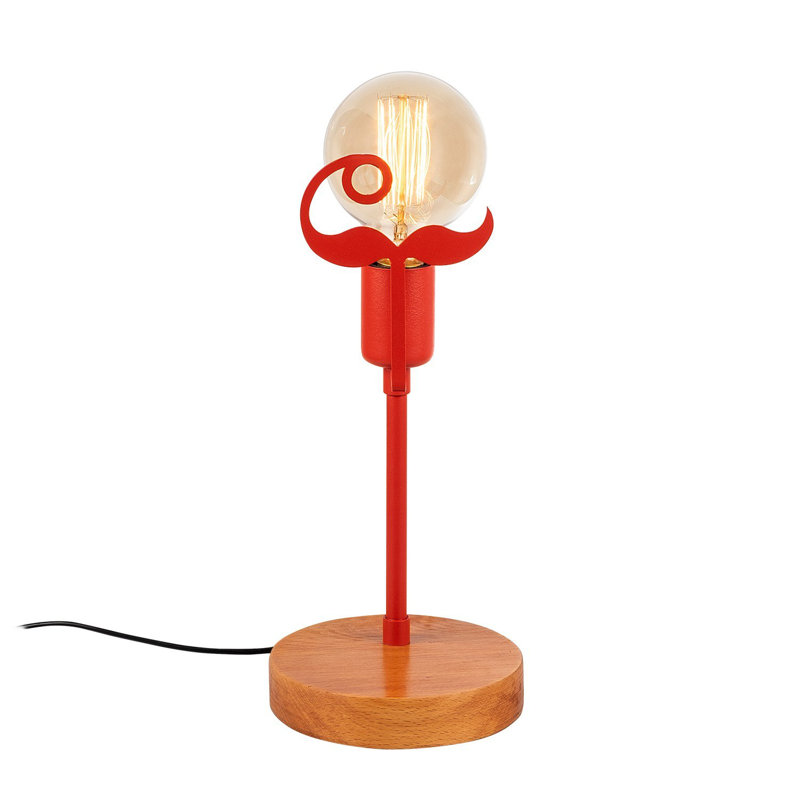 Lampe fantaisie en bois Demeria, Noyer / rouge