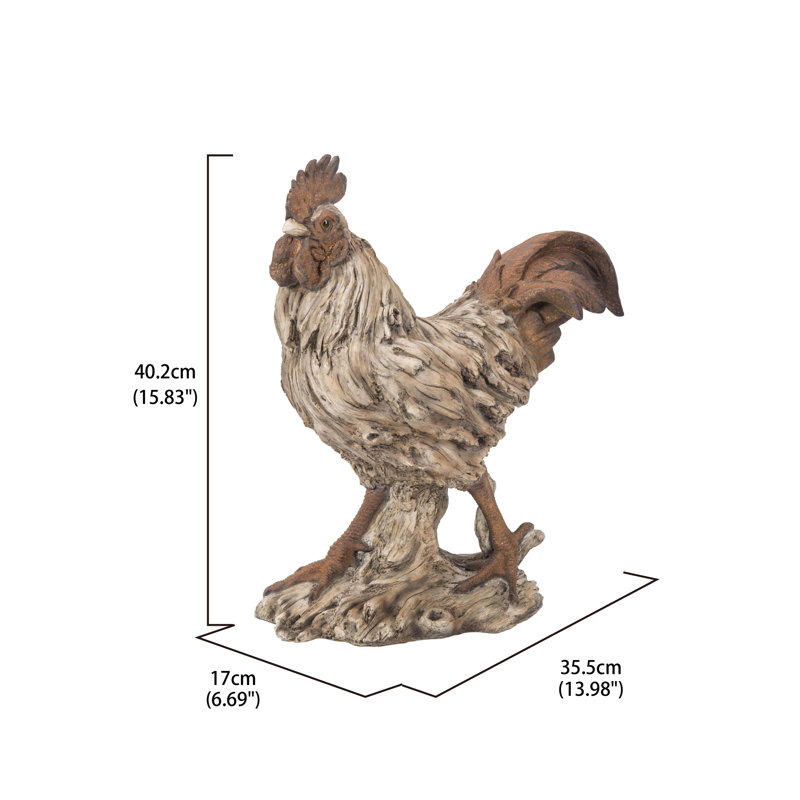 Statue coq debout en bois flotté
