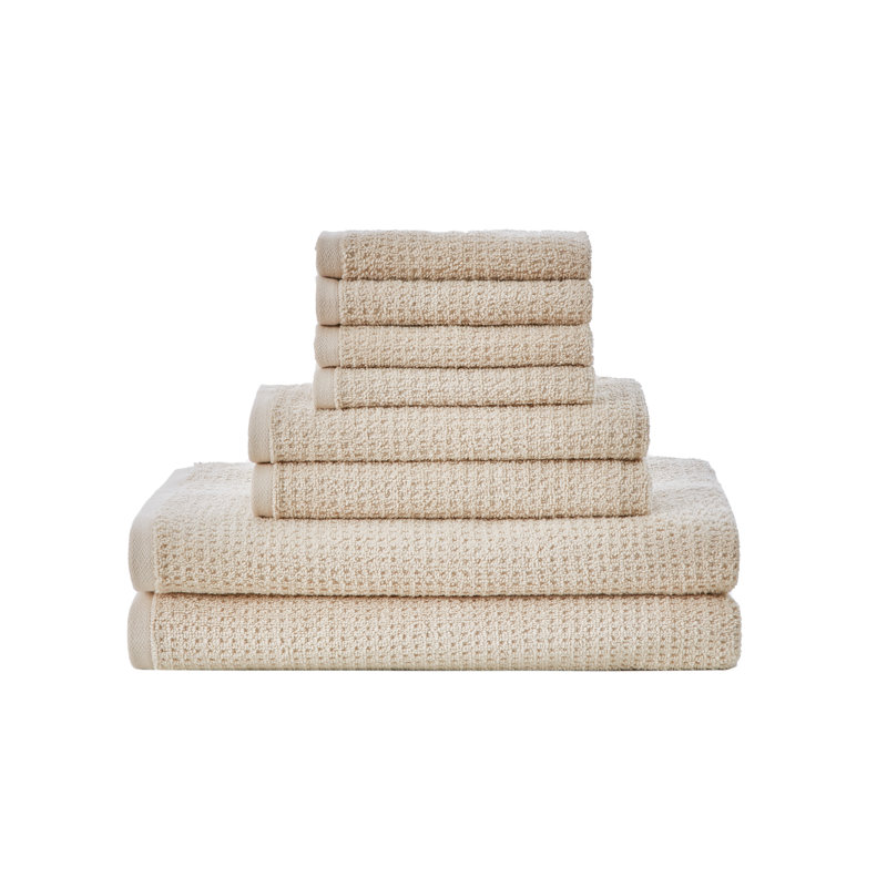 Ensemble de serviettes 100% coton 8 pièces Bath Oceane, Beige