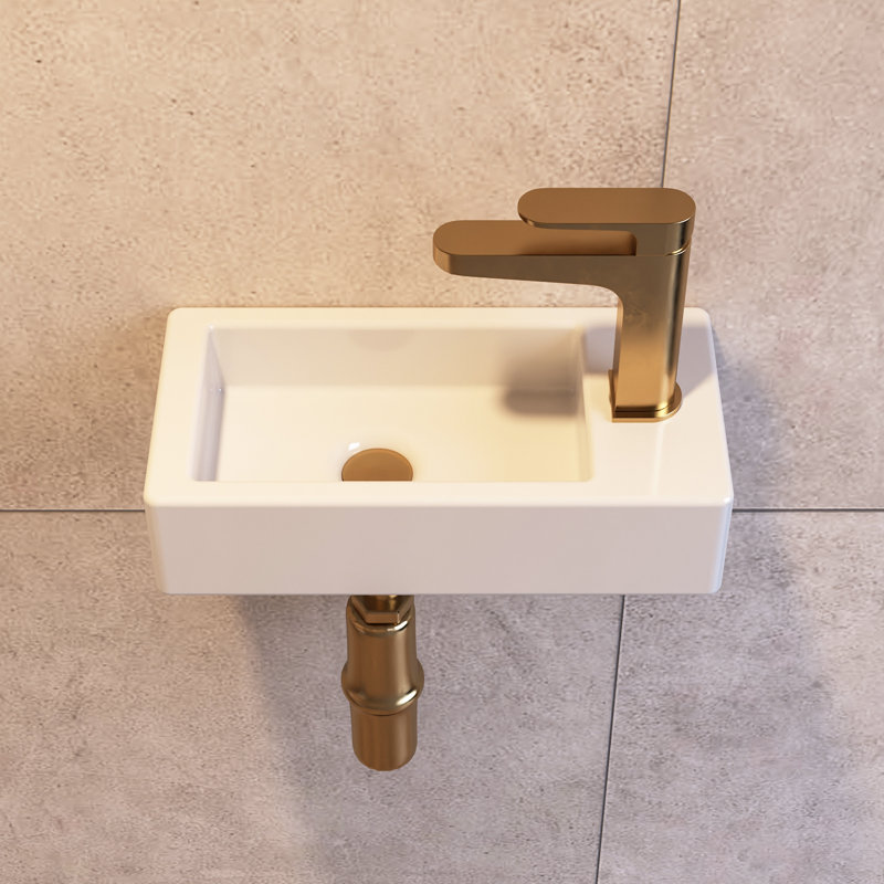 Liberty 14.75'' x 7'' Vitreous China Rectangular Wall Mount Bathroom Sink with Right Faucet Hole, White
