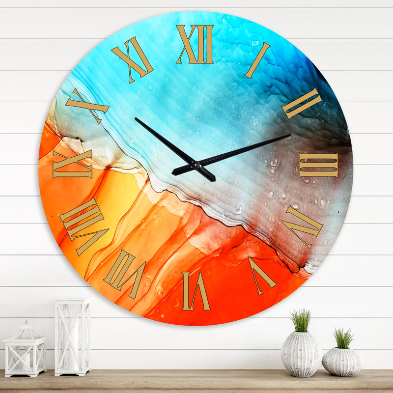 Huile sur toile texturée, composition VI - horloge murale moderne, Grand