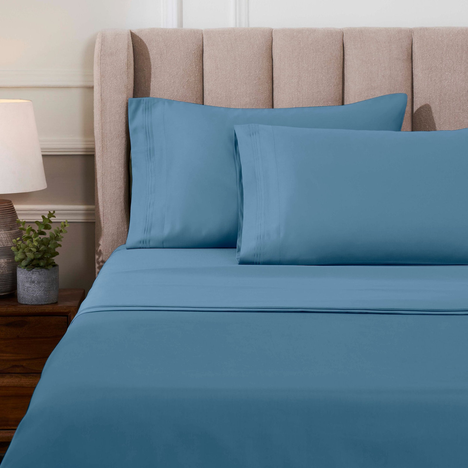 Simba Luxury 1000 Thread Count Egyptian-Quality Cotton Sateen Sheet / Pillowcase Set Collection, Medium Blue