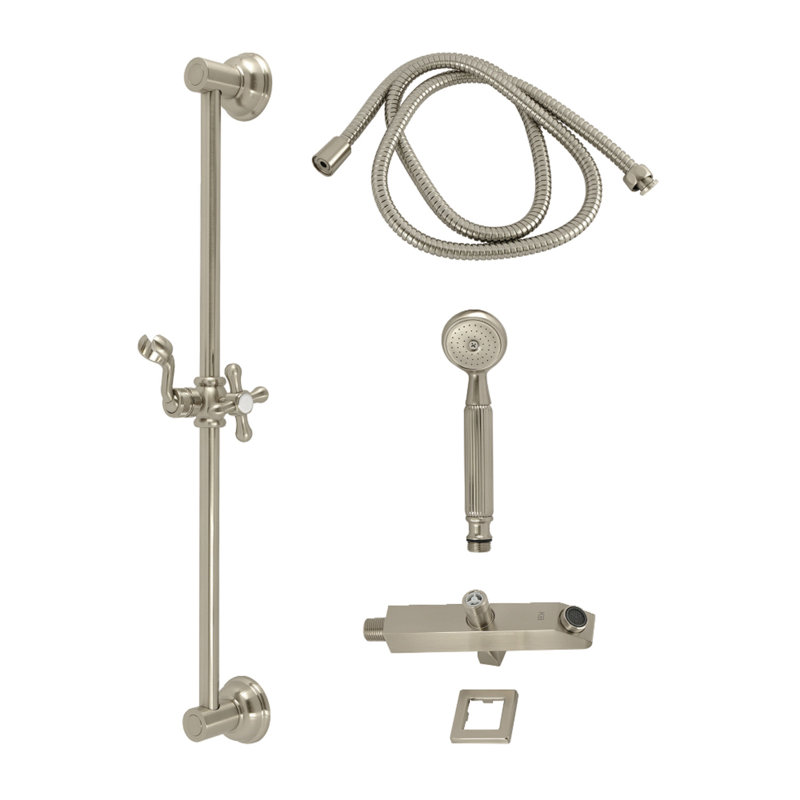 Kingston Brass Made To Match Shower System With Slide/Grab Bar And Hand Shower, Brushed Nickel