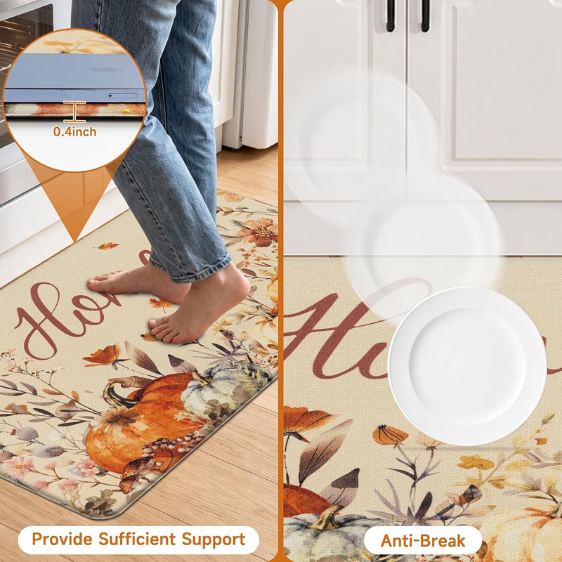 Ensemble de 2 tapis de sol anti-fatigue, Automne floral