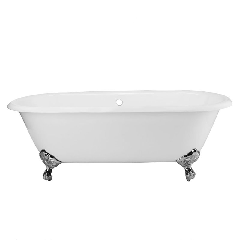 Cambridge 61'' x 31'' Freestanding Soaking Cast Iron Bathtub, Chrome
