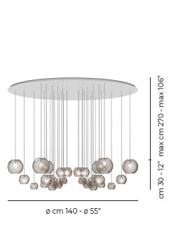 Oto Suspension Cha Smoky Striped Satin Nickel G9 Ul, Smoky Striped, Mirrored Steel