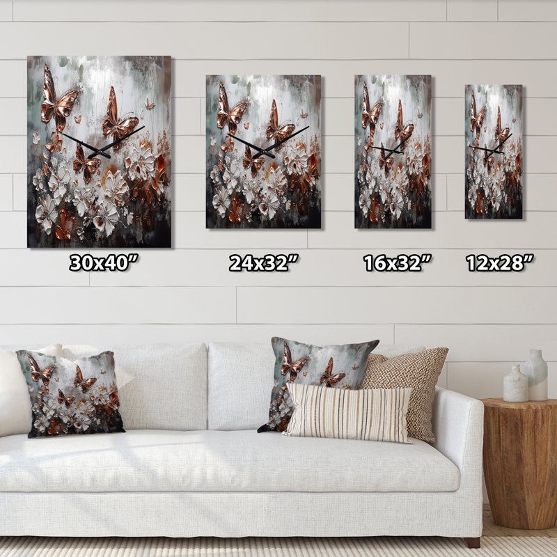 Jakeim - Très grandes horloges murales florales, H 32 po x l 16 po