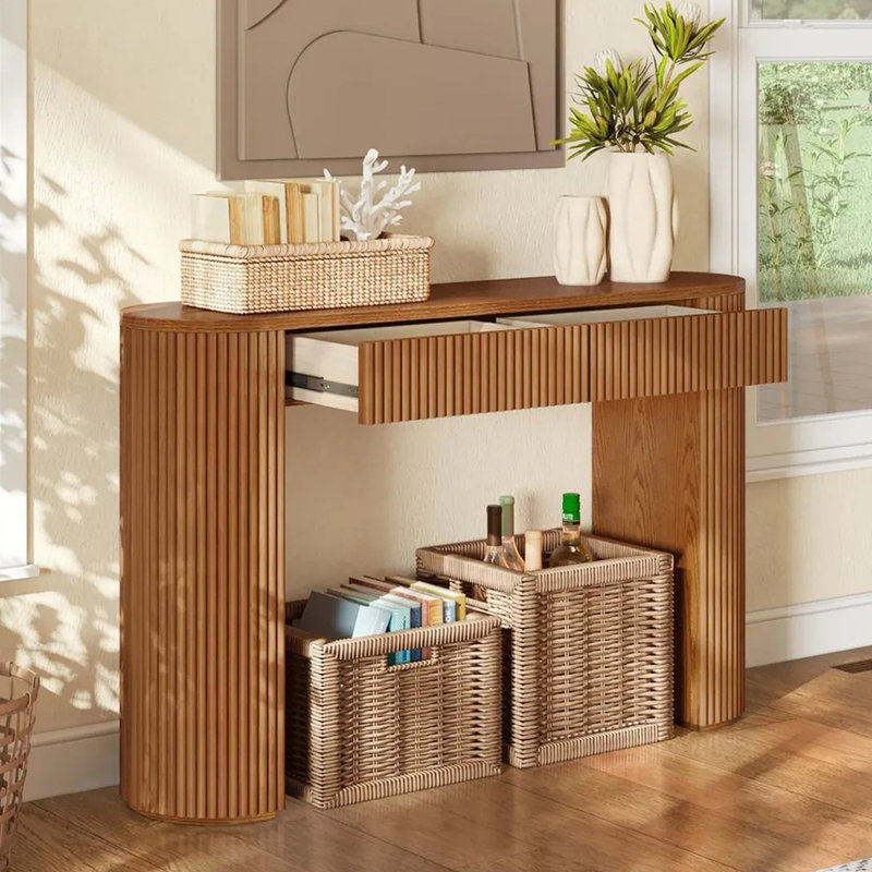 Console légère et luxueuse rétro, H 31,5 po x l 63 po x P 11,8 po, Brun