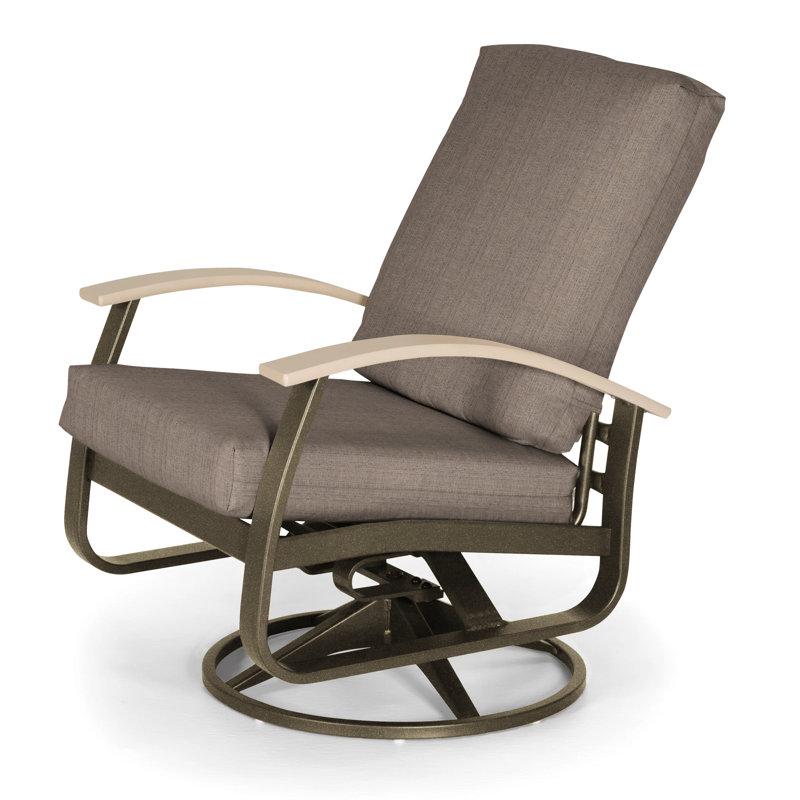 Belle Isle Outdoor Swivel Lounge Chair, Spectrum Indigo Sunbrella®, White P50, Textured Beachwood