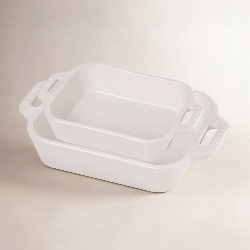 Staub Ceramic 2-piece Rectangular Baking Dish Set, White
