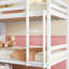 Lit superposé simple au-dessus de simple avec tablettes, lit en bois d'hévéa avec tête de lit à tablettes, barrières de sécurité et échelle, convertible en 2 lits-733052510