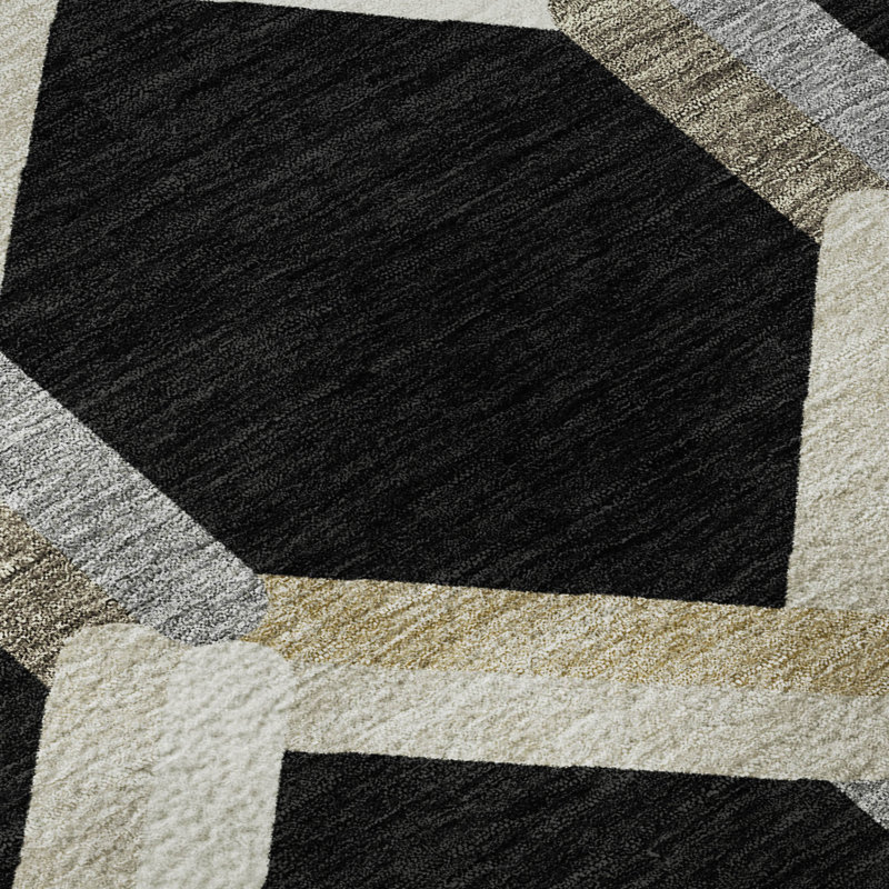 Tapis en treillis Mayfield AMF2343 lavable à la machine de qualité supérieure, Noir, 10 pi x 14 pi