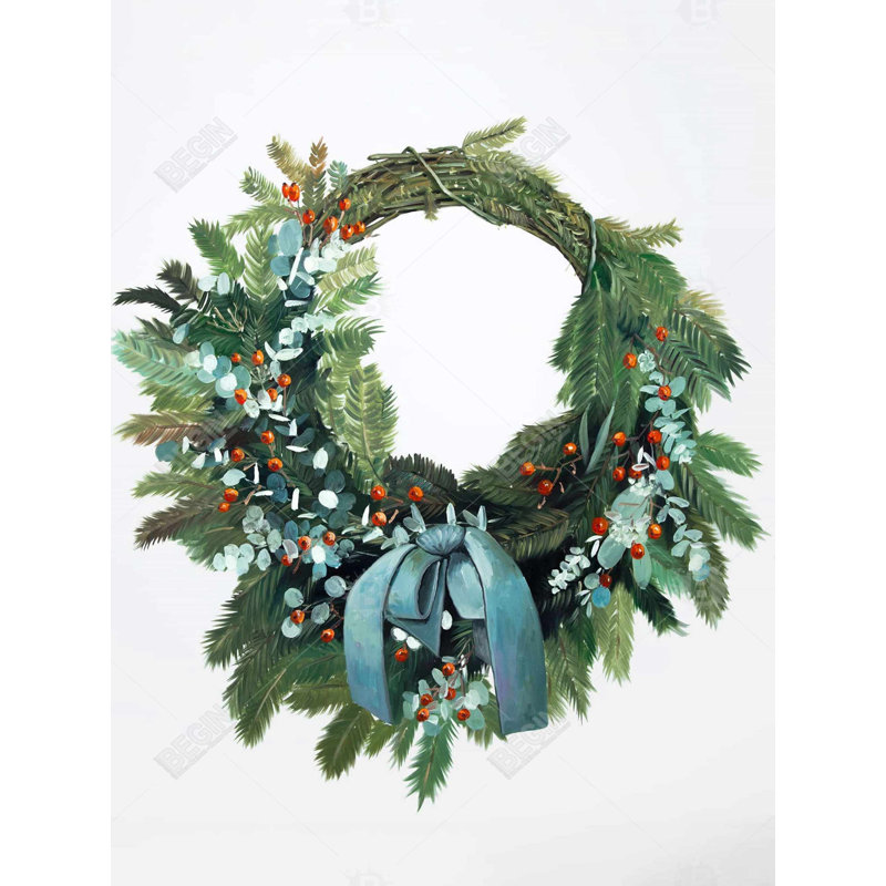 Couronne de Noël - Toile botanique de ferme pour la décoration intérieure