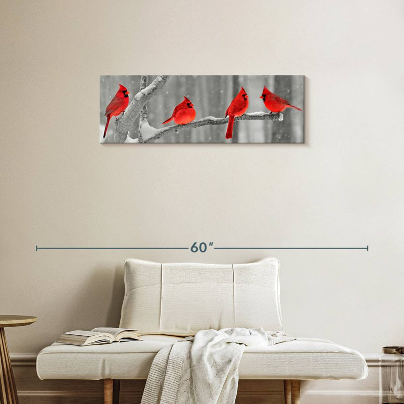 Cardinal Birds, reproduction sur toile, H 12 po x l 36 po x P 1,25 po