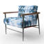 Fauteuil décoratif tapissier contemporain en velours à motif d'aquarelle géométrique Streep Indigo VII-1769890407