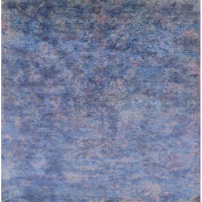 Tapis oriental bleu, Carré 6 pi