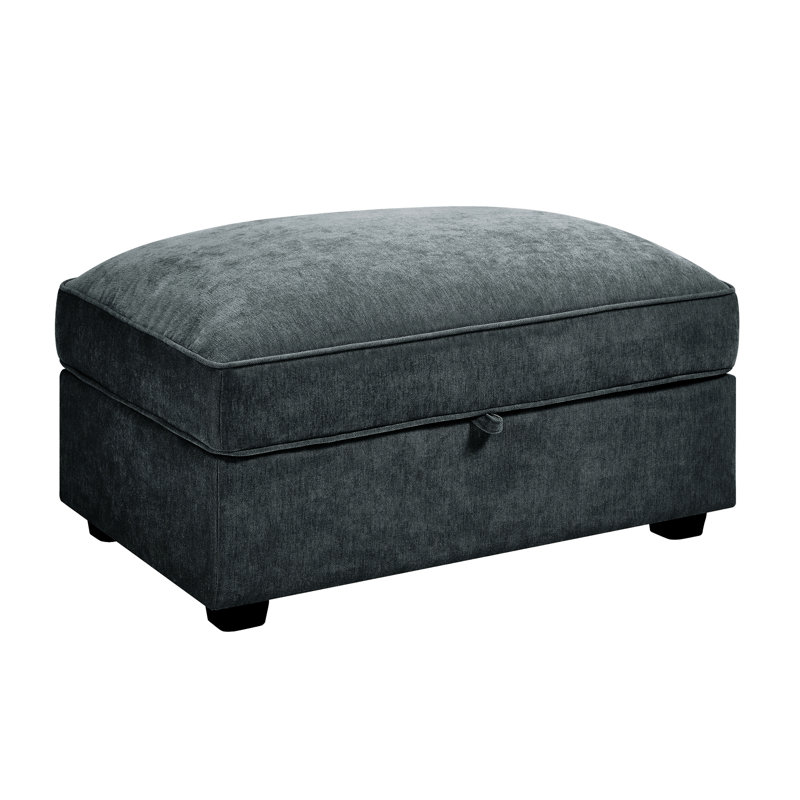 Modern Chenille Ottoman, Gray
