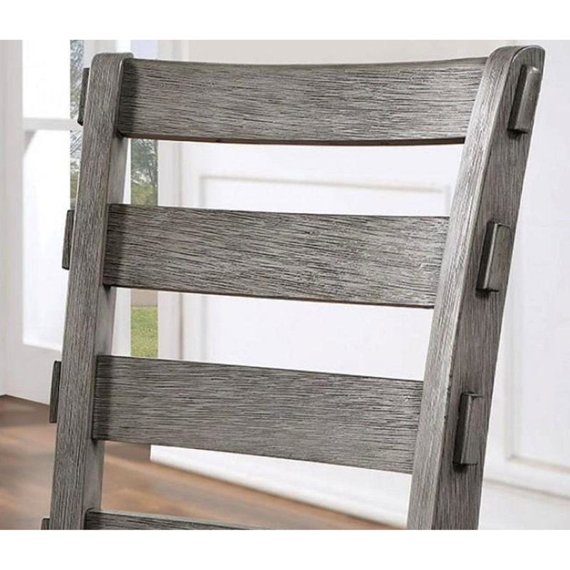 Chaises de salle à manger grises 2 pièces, siège en tissu, dossier, brossé, chaises de style rustique transitionnel, gris, brossé
