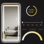 64"x21" Full-Length Vertical LED Mirror - Illuminated Floor Mirror with Bracket, Dimmable, Aluminum Alloy Thin Frame, Black