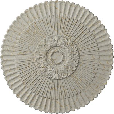 Médaillon de plafond Endurathane Nexus, DE 41 po x P 1 5/8 po, convient aux auvents jusqu'à 7 1/4 po, pot peint à la main de finition craquelée crème
