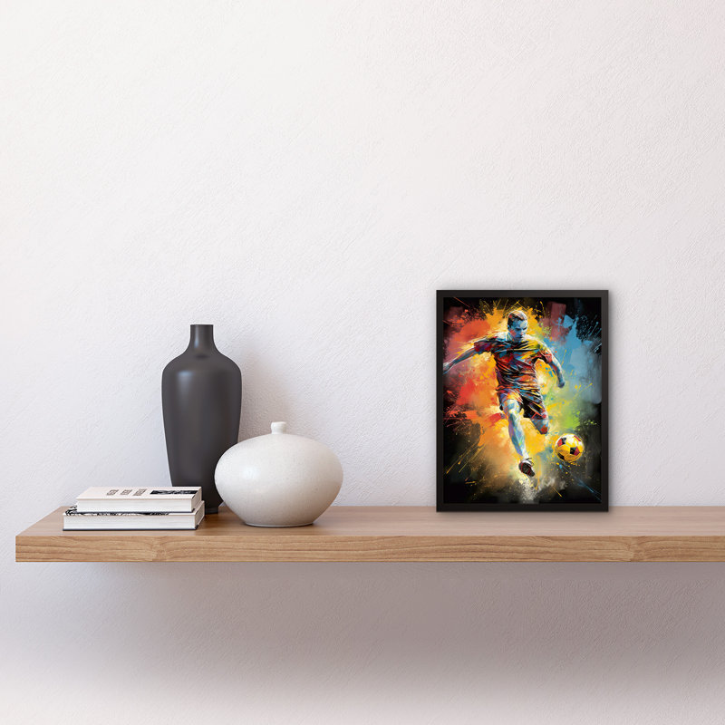 Louine Footballer About to Kick the Ball Vibrant Portrait Single Picture Frame Wall Art